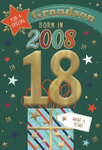Picture of BORN IN 2008 GRANDSON 18TH BIRTHDAY CARD